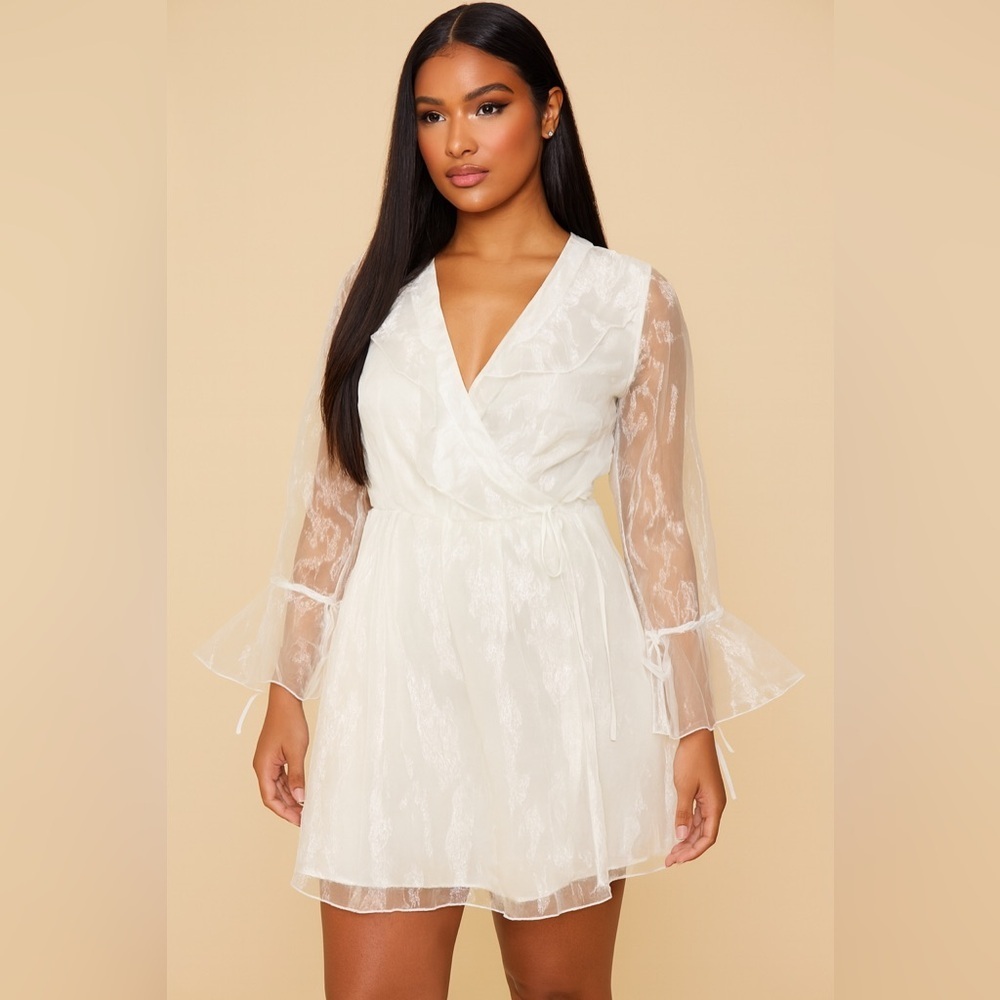 Forever Unique Organza Frill Mini Tulle Dress White Size 10